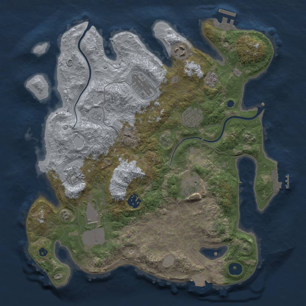 Rust Map: Procedural Map, Size: 3500, Seed: 3587, 14 Monuments
