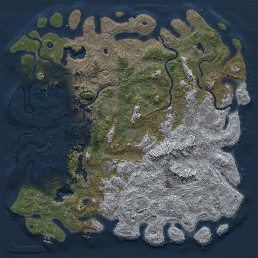 Rust Map: Procedural Map, Size: 6000, Seed: 722918713, 17 Monuments