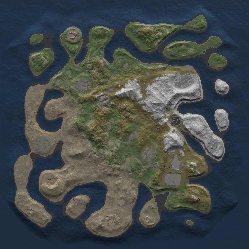 Rust Map: Barren, Size: 4000, Seed: 428542, 13 Monuments
