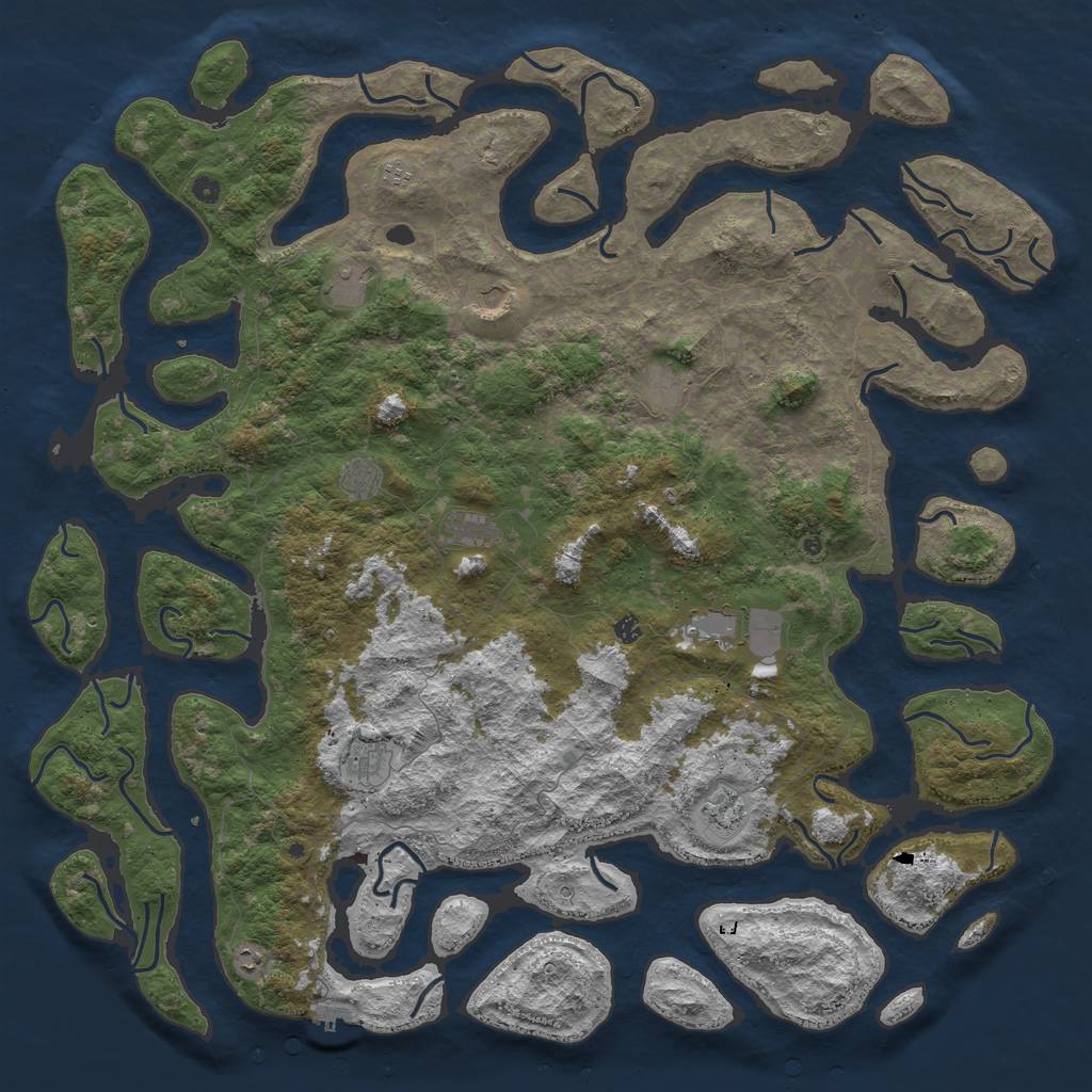 Rust Map: Procedural Map, Size: 6000, Seed: 378, 15 Monuments