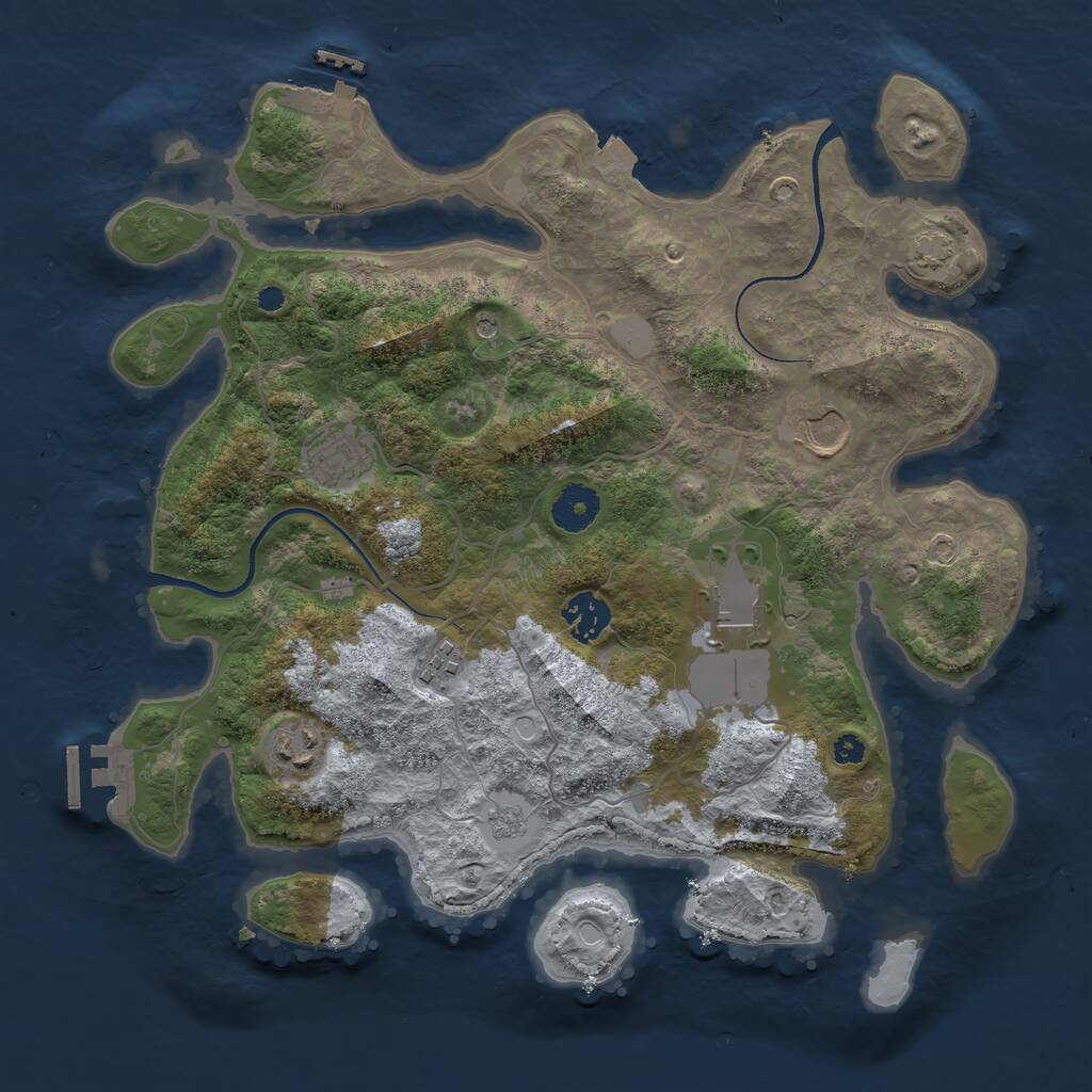 Rust Map: Procedural Map, Size: 3500, Seed: 983901364, 12 Monuments