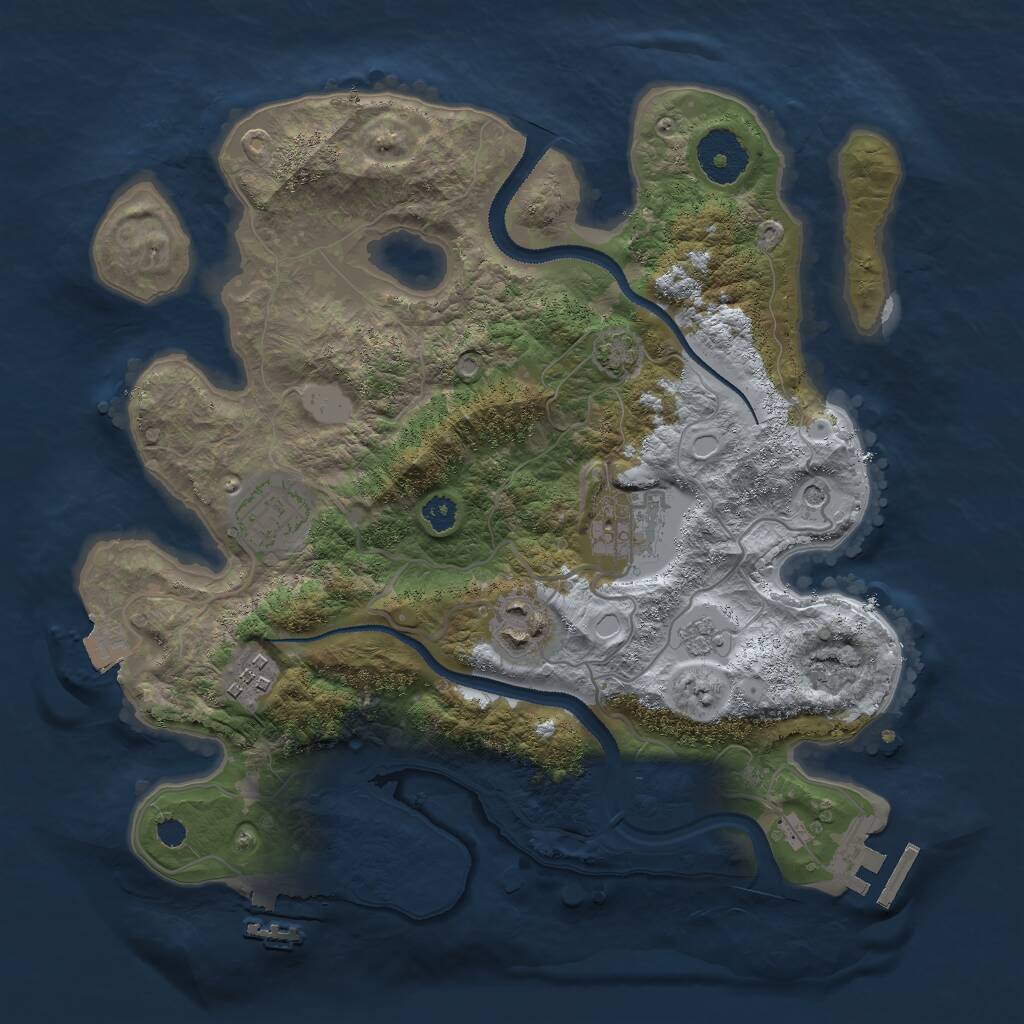 Rust Map: Procedural Map, Size: 3000, Seed: 11545, 10 Monuments