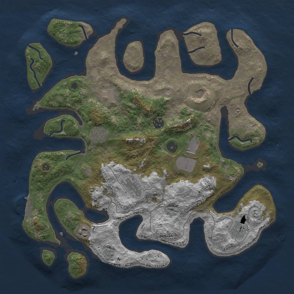 Rust Map: Procedural Map, Size: 4000, Seed: 83587195, 13 Monuments