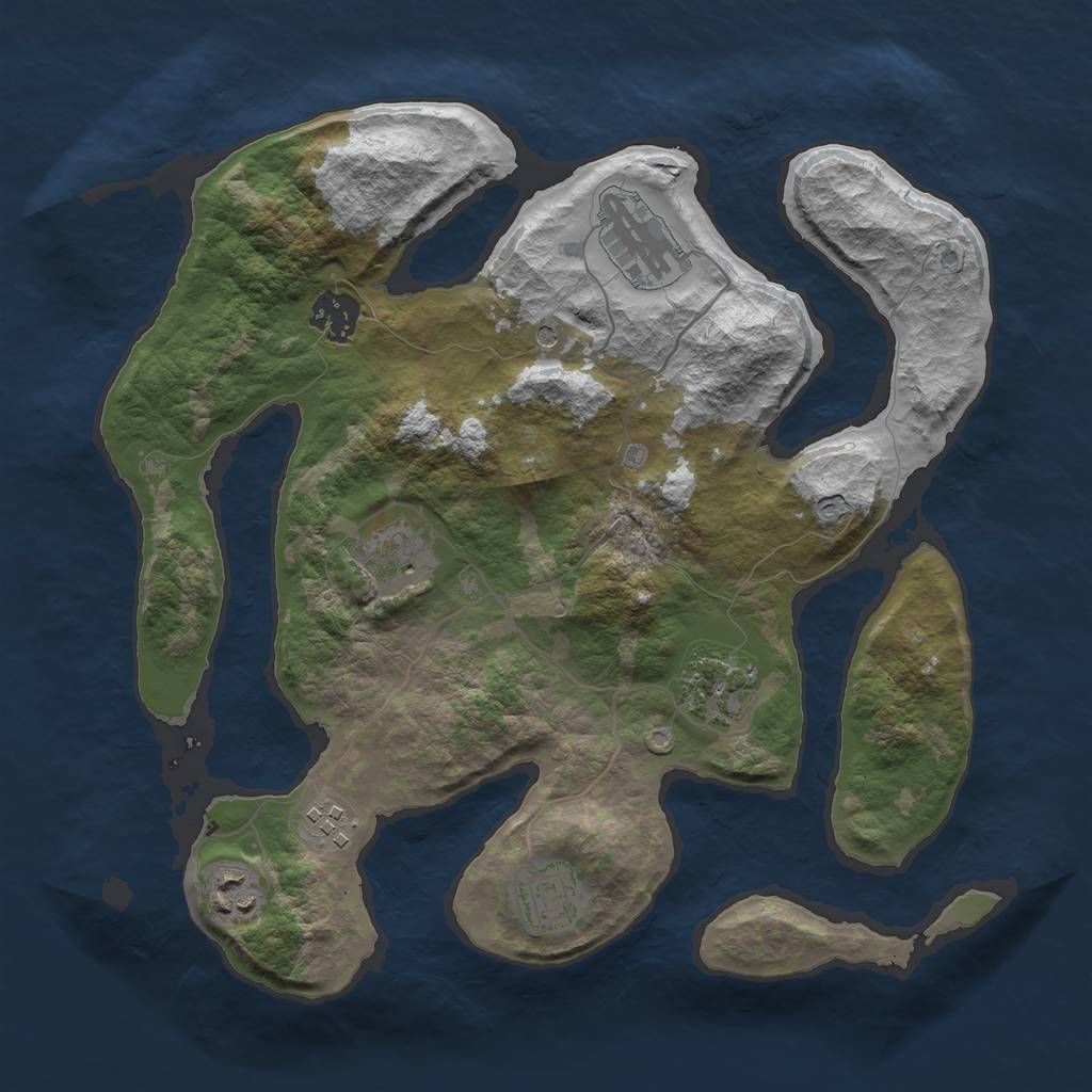 Rust Map: Barren, Size: 3300, Seed: 121315421, 10 Monuments