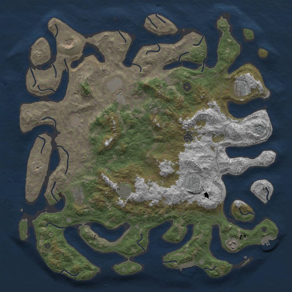Rust Map: Procedural Map, Size: 5000, Seed: 112806, 16 Monuments