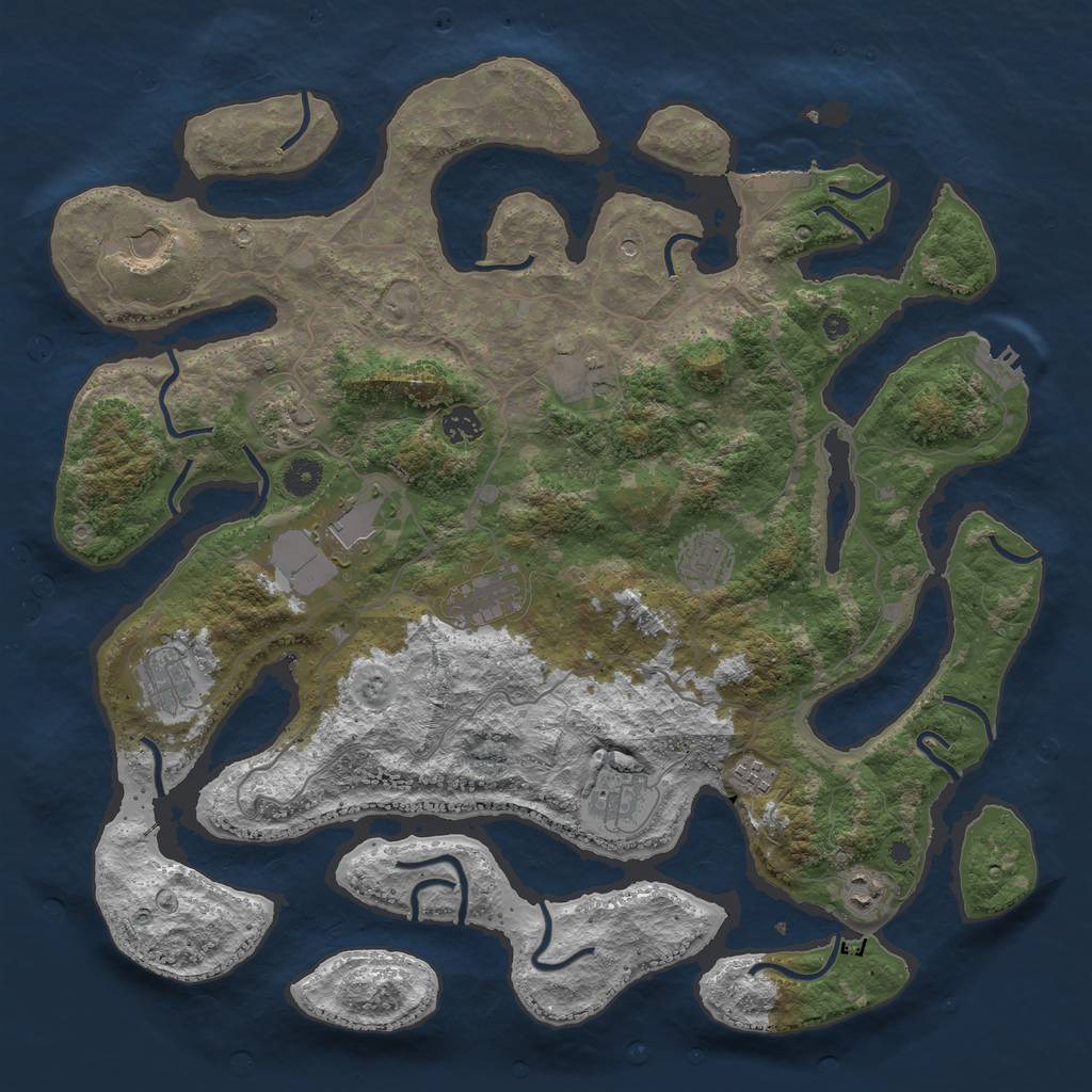 Rust Map: Procedural Map, Size: 4300, Seed: 364158, 16 Monuments