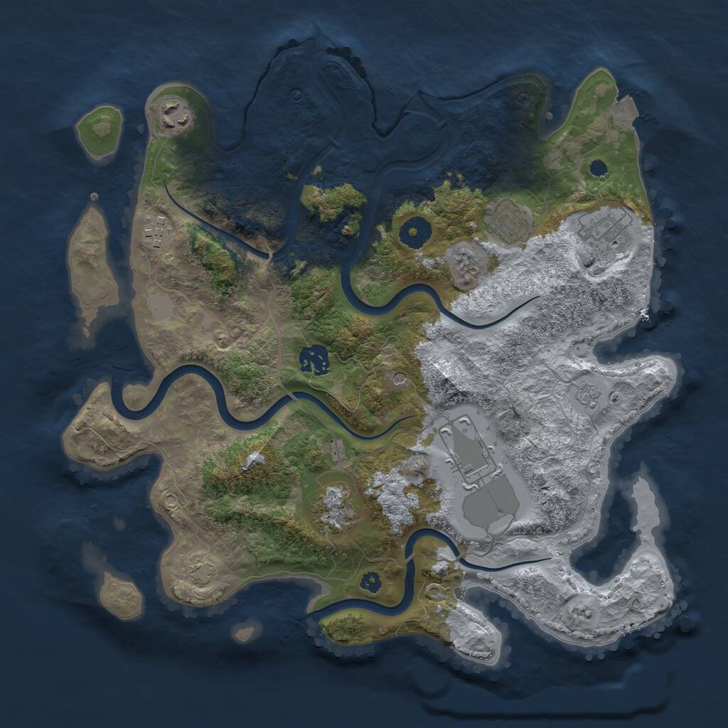 Rust Map: Procedural Map, Size: 3500, Seed: 568795, 11 Monuments