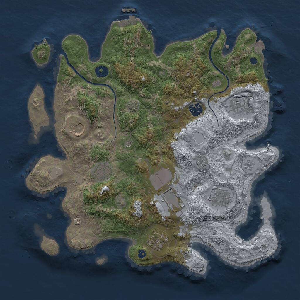 Rust Map: Procedural Map, Size: 3500, Seed: 568795, 13 Monuments