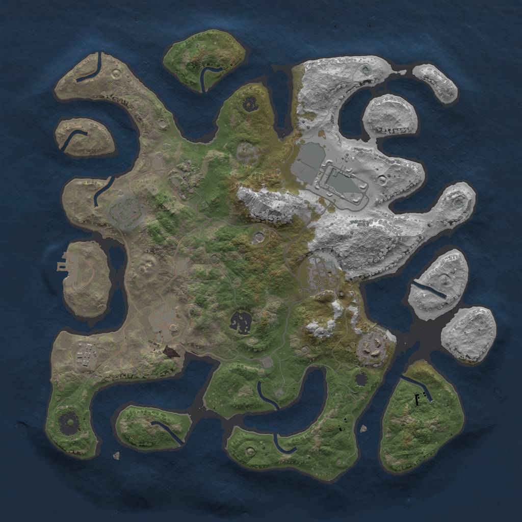 Rust Map: Procedural Map, Size: 3500, Seed: 369657, 12 Monuments
