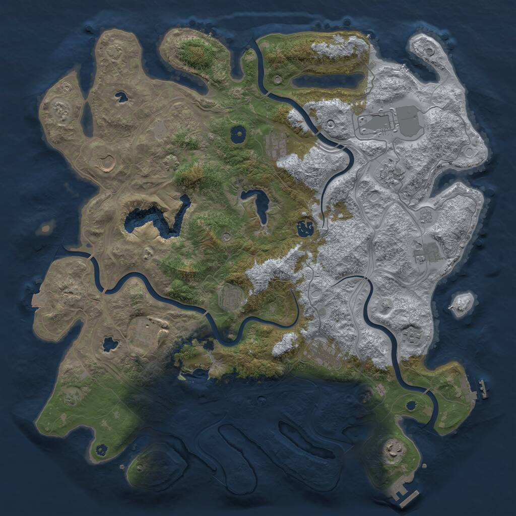 Rust Map: Procedural Map, Size: 4500, Seed: 1625875200, 17 Monuments