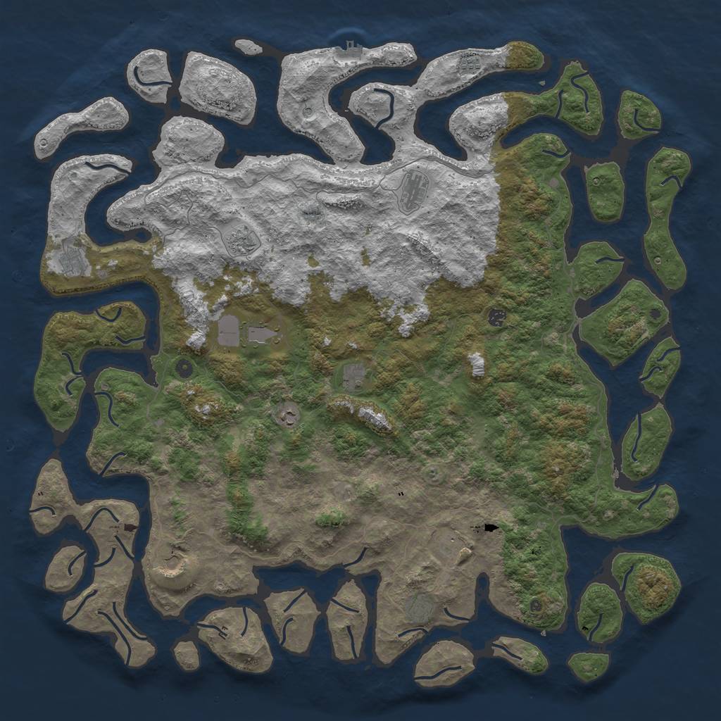 Rust Map: Procedural Map, Size: 6000, Seed: 345735473, 15 Monuments