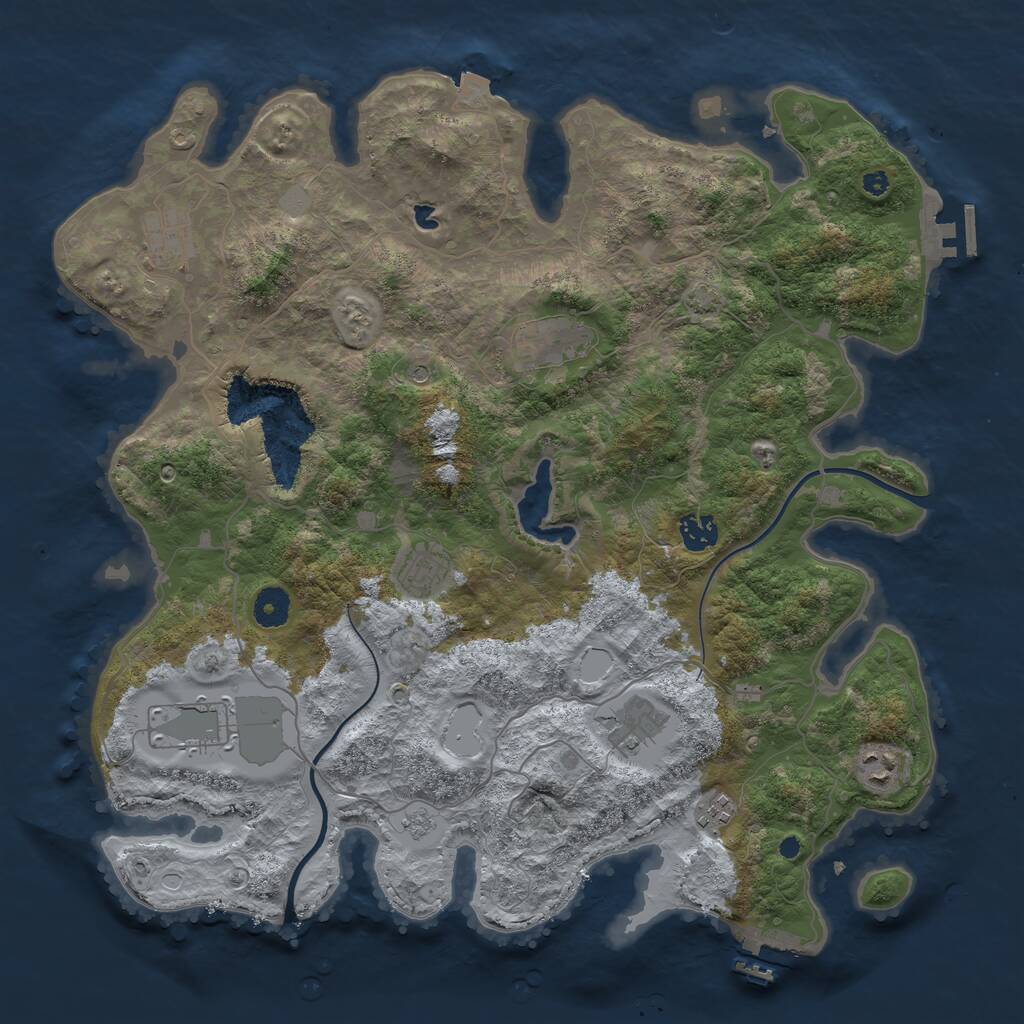 Rust Map: Procedural Map, Size: 4000, Seed: 444444444, 14 Monuments