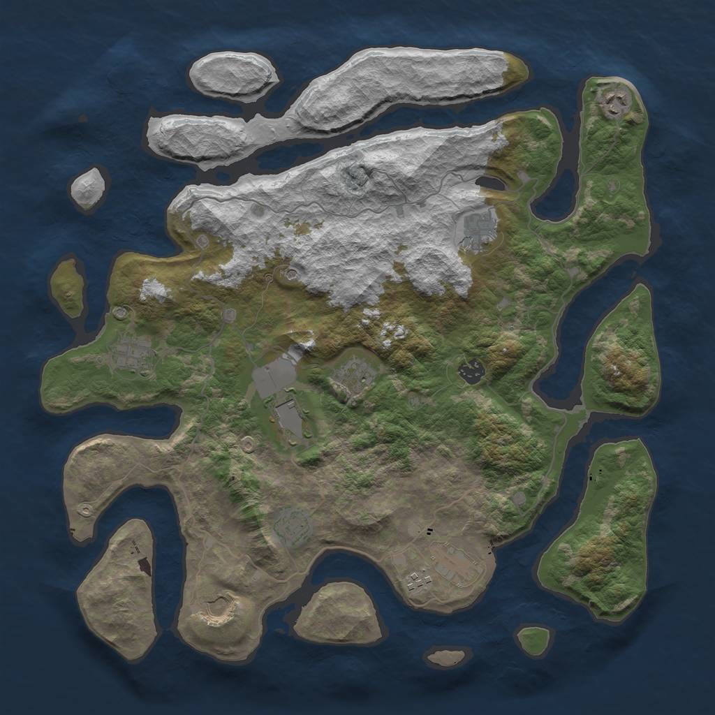 Rust Map: Barren, Size: 4300, Seed: 12491, 13 Monuments