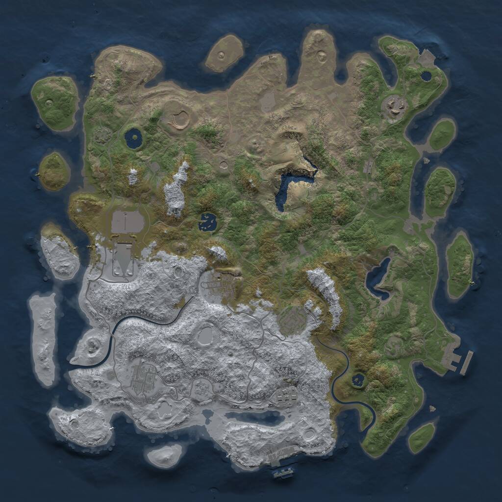 Rust Map: Procedural Map, Size: 4000, Seed: 1161514455, 14 Monuments