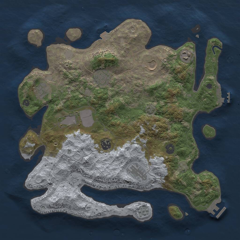 Rust Map: Procedural Map, Size: 3578, Seed: 22569, 14 Monuments
