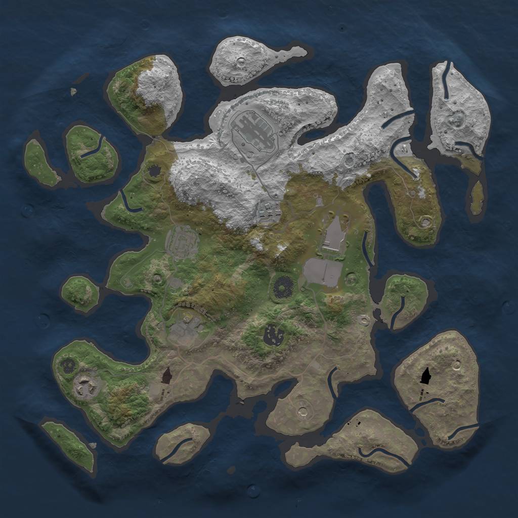 Rust Map: Procedural Map, Size: 3600, Seed: 83903523, 10 Monuments