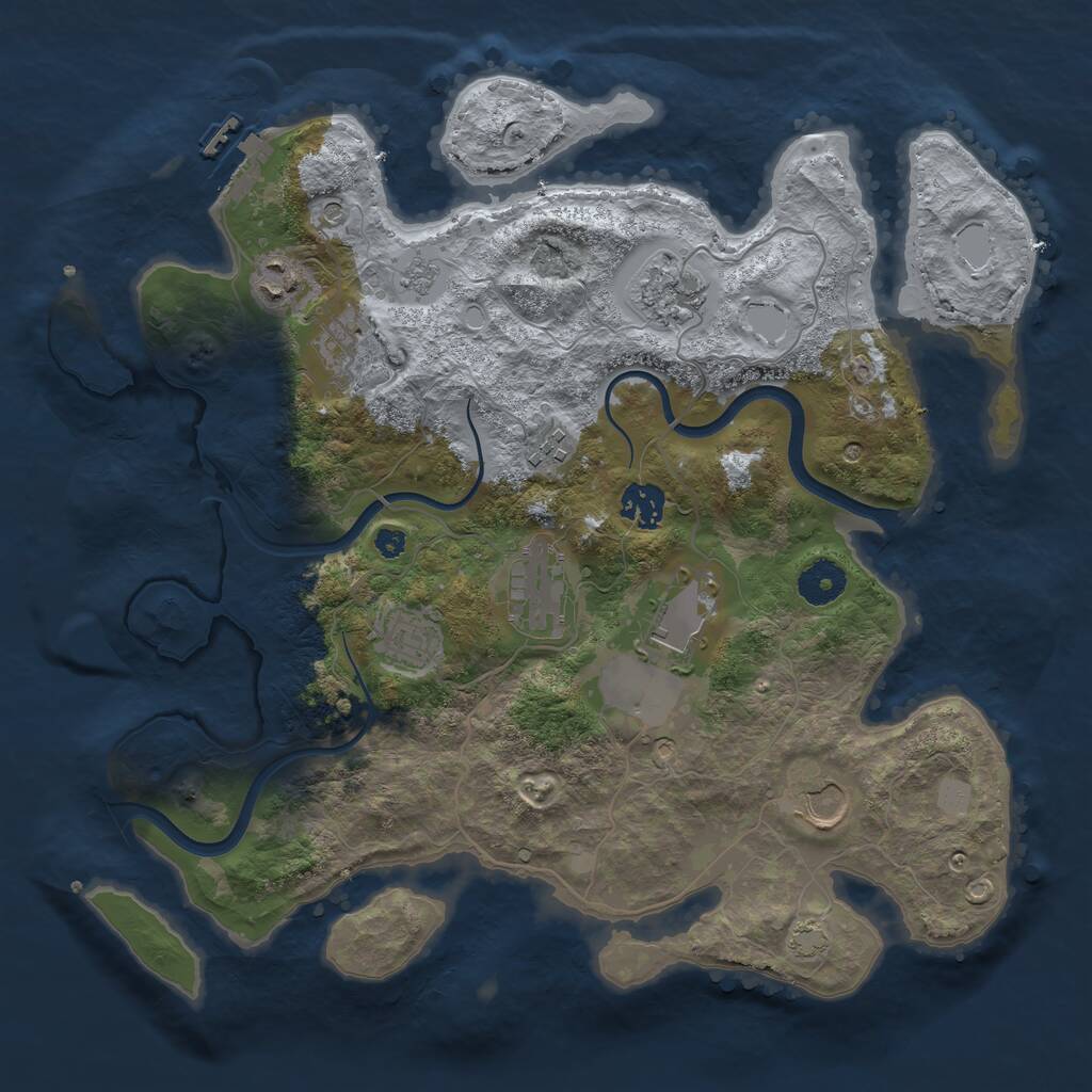 Rust Map: Procedural Map, Size: 3600, Seed: 83903523, 14 Monuments
