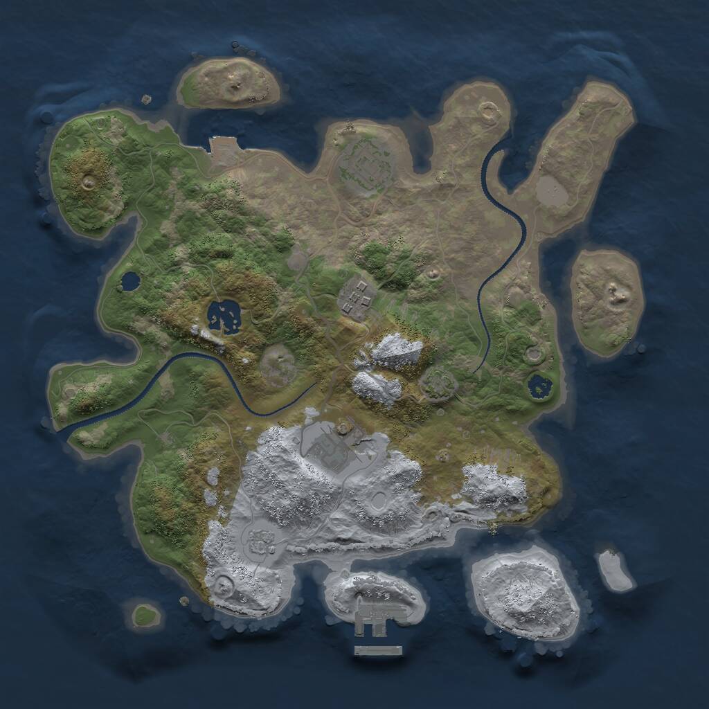 Rust Map: Procedural Map, Size: 3000, Seed: 2309589, 8 Monuments