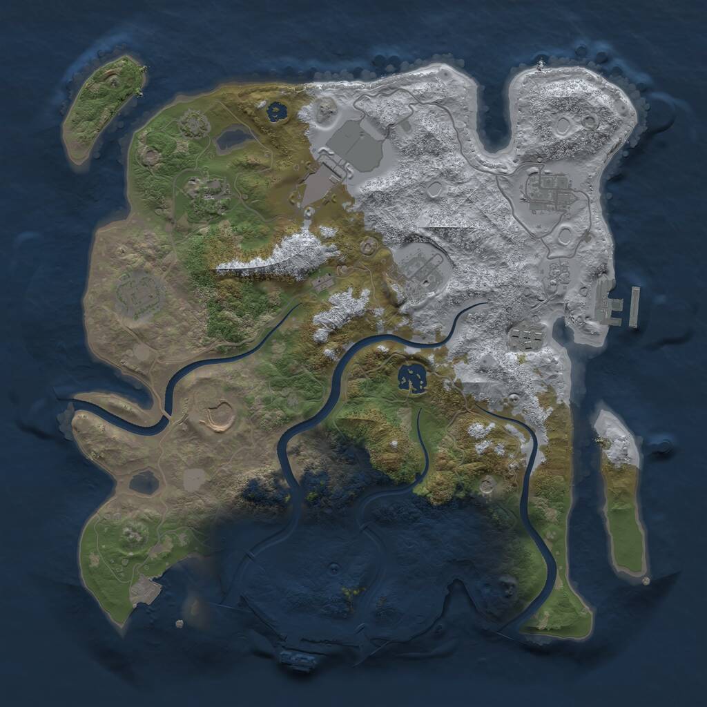 Rust Map: Procedural Map, Size: 3500, Seed: 781800550, 14 Monuments