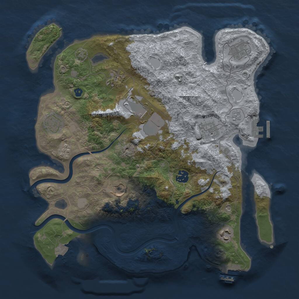 Rust Map: Procedural Map, Size: 3500, Seed: 781800550, 15 Monuments