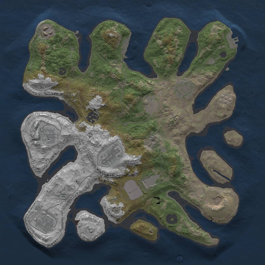 Rust Map: Procedural Map, Size: 3500, Seed: 14444, 14 Monuments