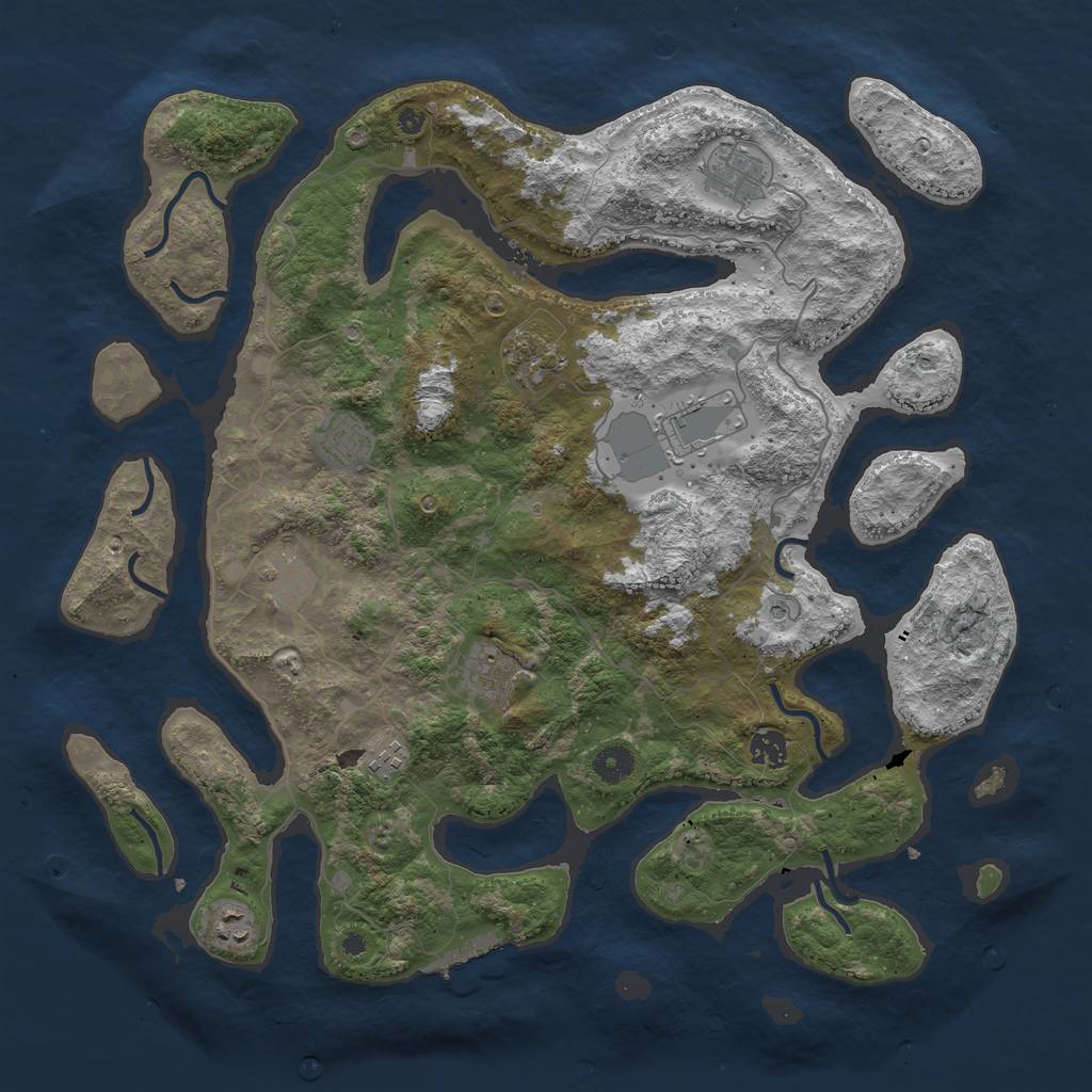 Rust Map: Procedural Map, Size: 4250, Seed: 395546, 13 Monuments