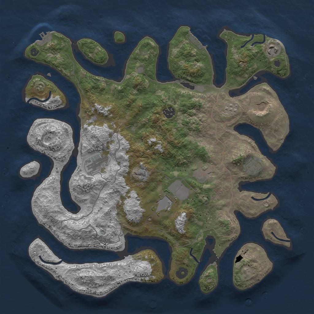 Rust Map: Procedural Map, Size: 4000, Seed: 442607, 13 Monuments