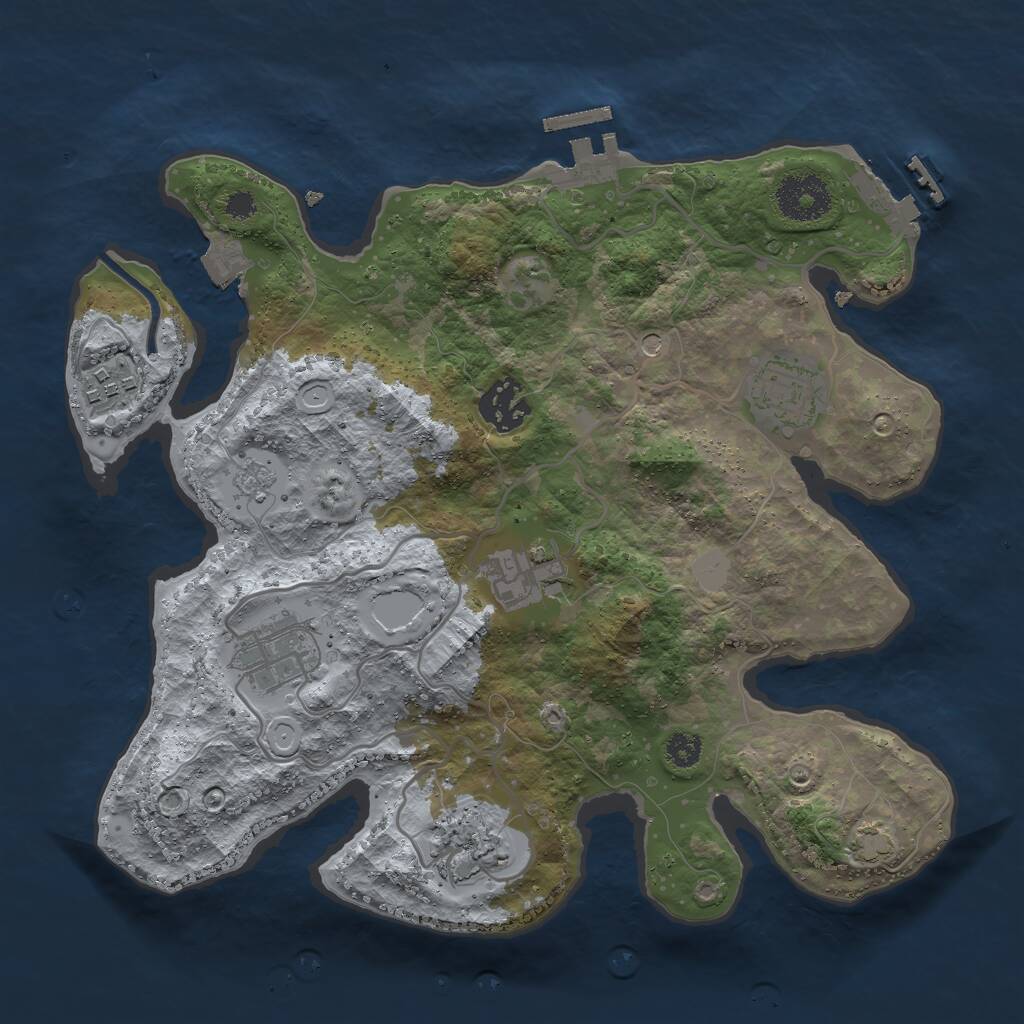 Rust Map: Procedural Map, Size: 3000, Seed: 1797792223, 12 Monuments