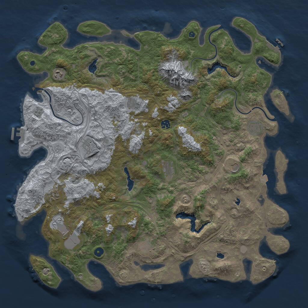 Rust Map: Procedural Map, Size: 5000, Seed: 1943, 17 Monuments