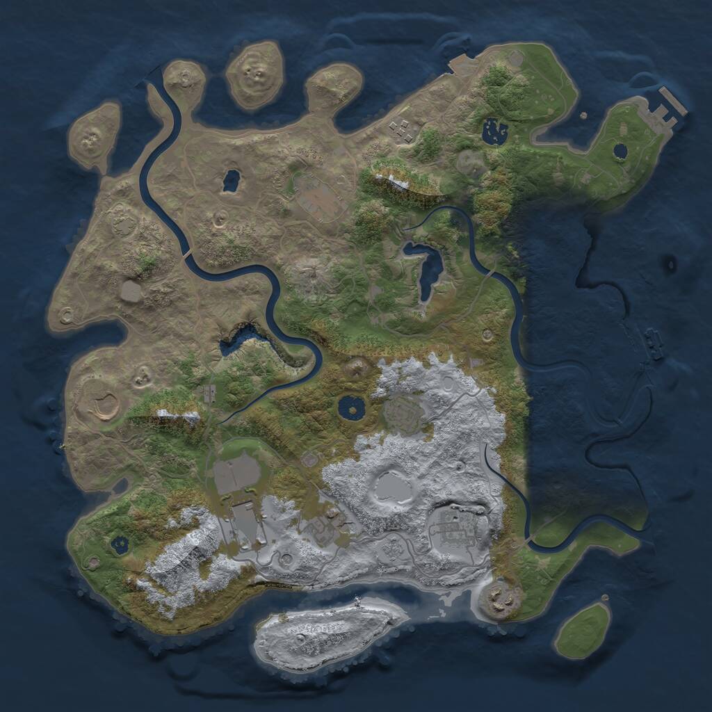 Rust Map: Procedural Map, Size: 4000, Seed: 1674244558, 15 Monuments