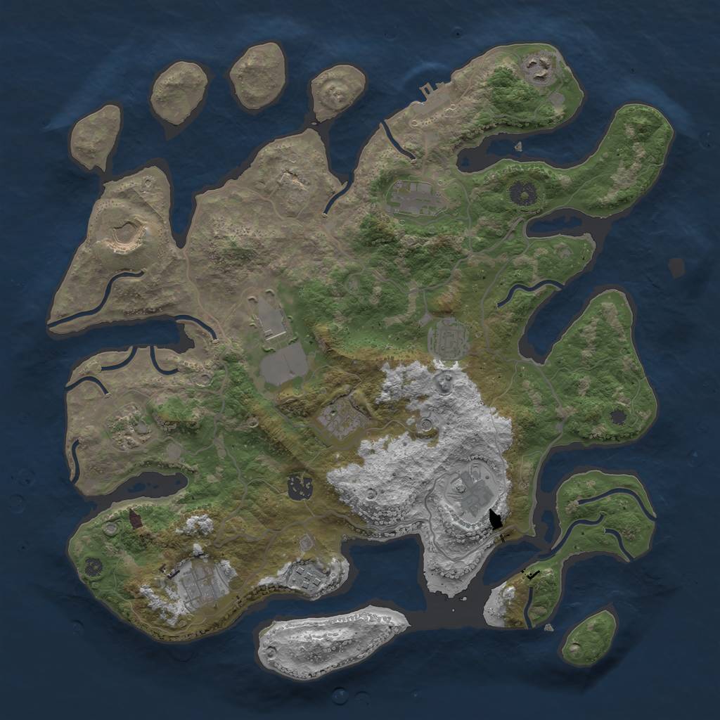 Rust Map: Procedural Map, Size: 4000, Seed: 1674244558, 15 Monuments