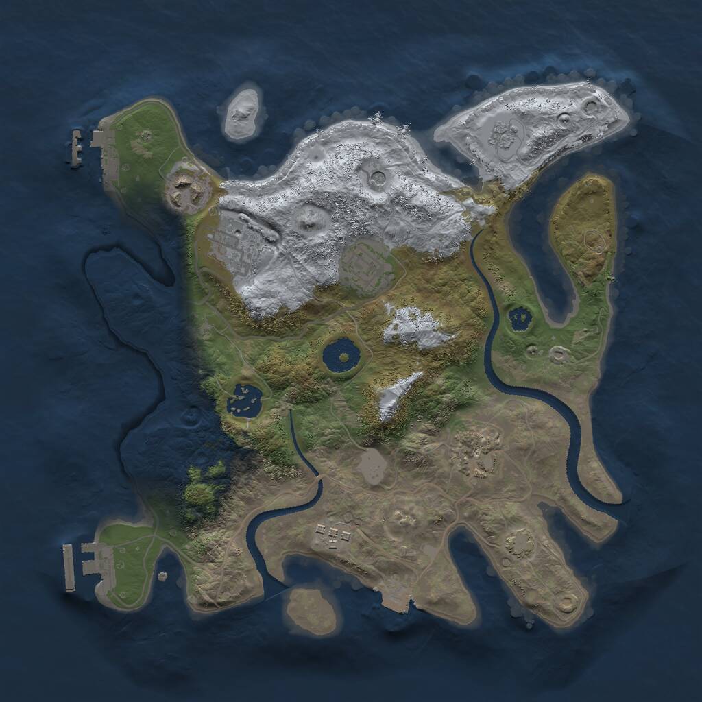 Rust Map: Procedural Map, Size: 3000, Seed: 1109684212, 12 Monuments