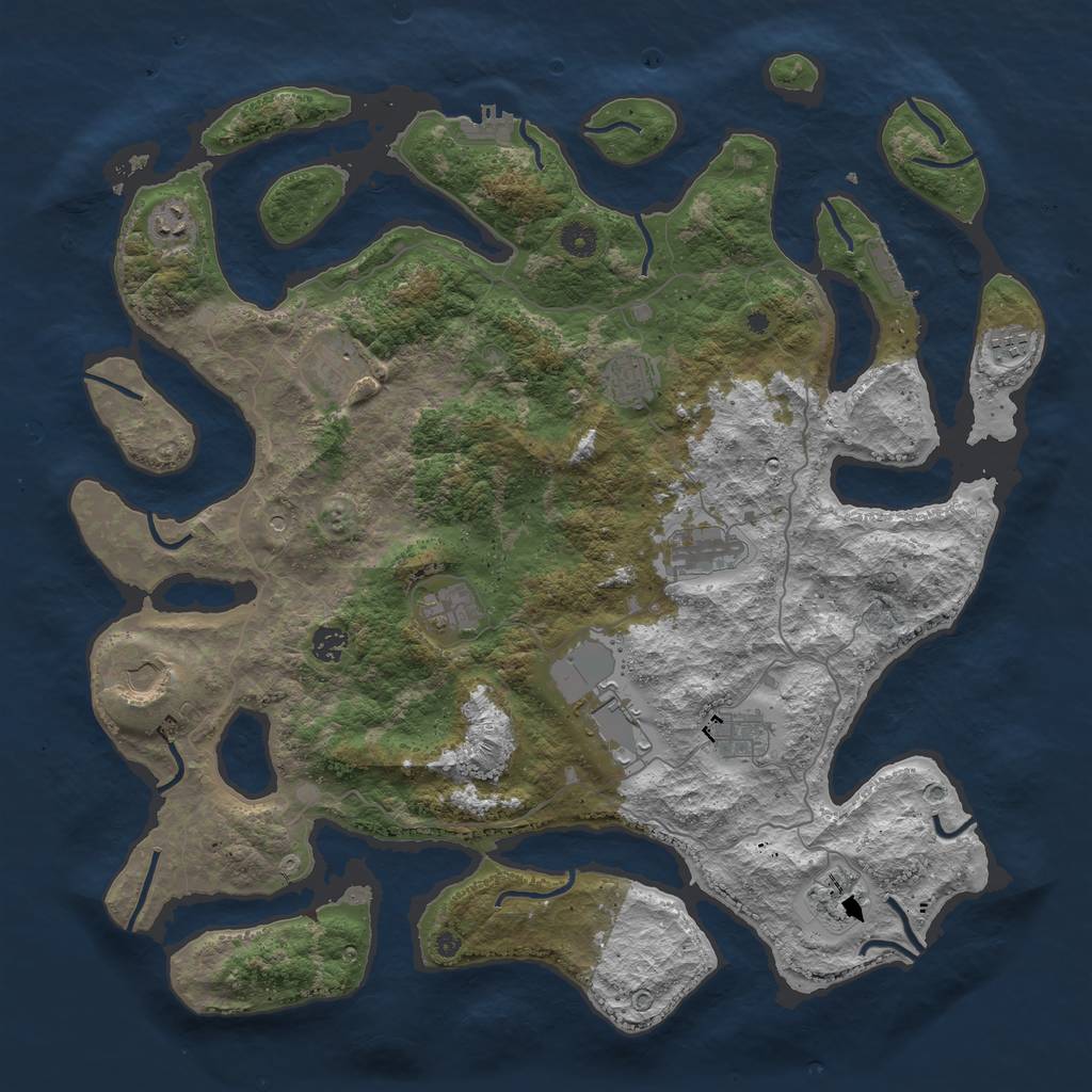 Rust Map: Procedural Map, Size: 4500, Seed: 899325308, 16 Monuments