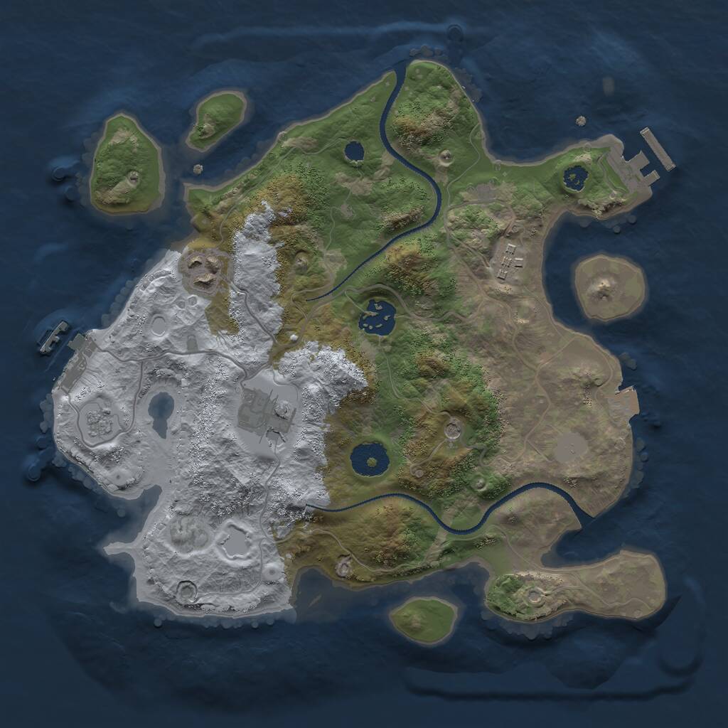 Rust Map: Procedural Map, Size: 3000, Seed: 15648, 9 Monuments