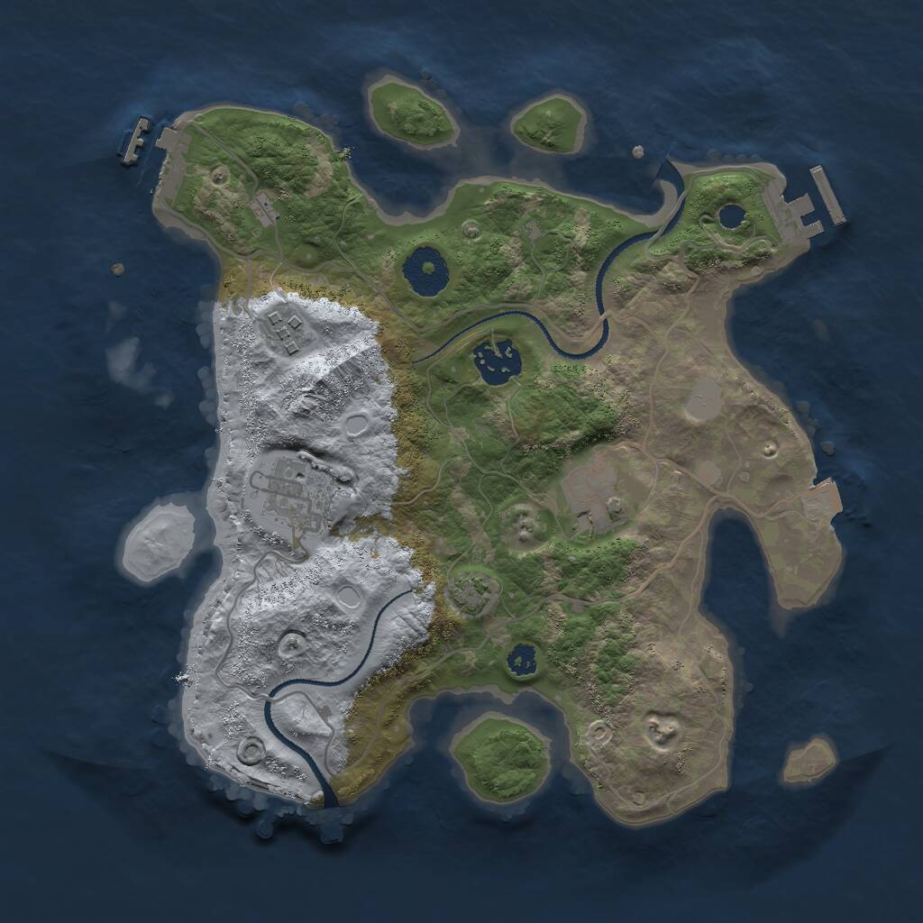 Rust Map: Procedural Map, Size: 3001, Seed: 100, 8 Monuments