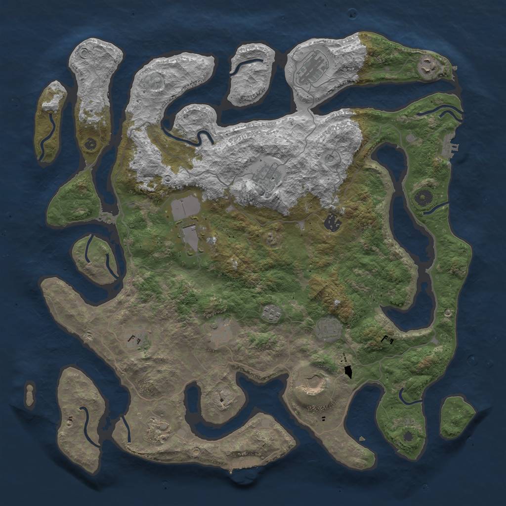 Rust Map: Procedural Map, Size: 4500, Seed: 1950316676, 16 Monuments