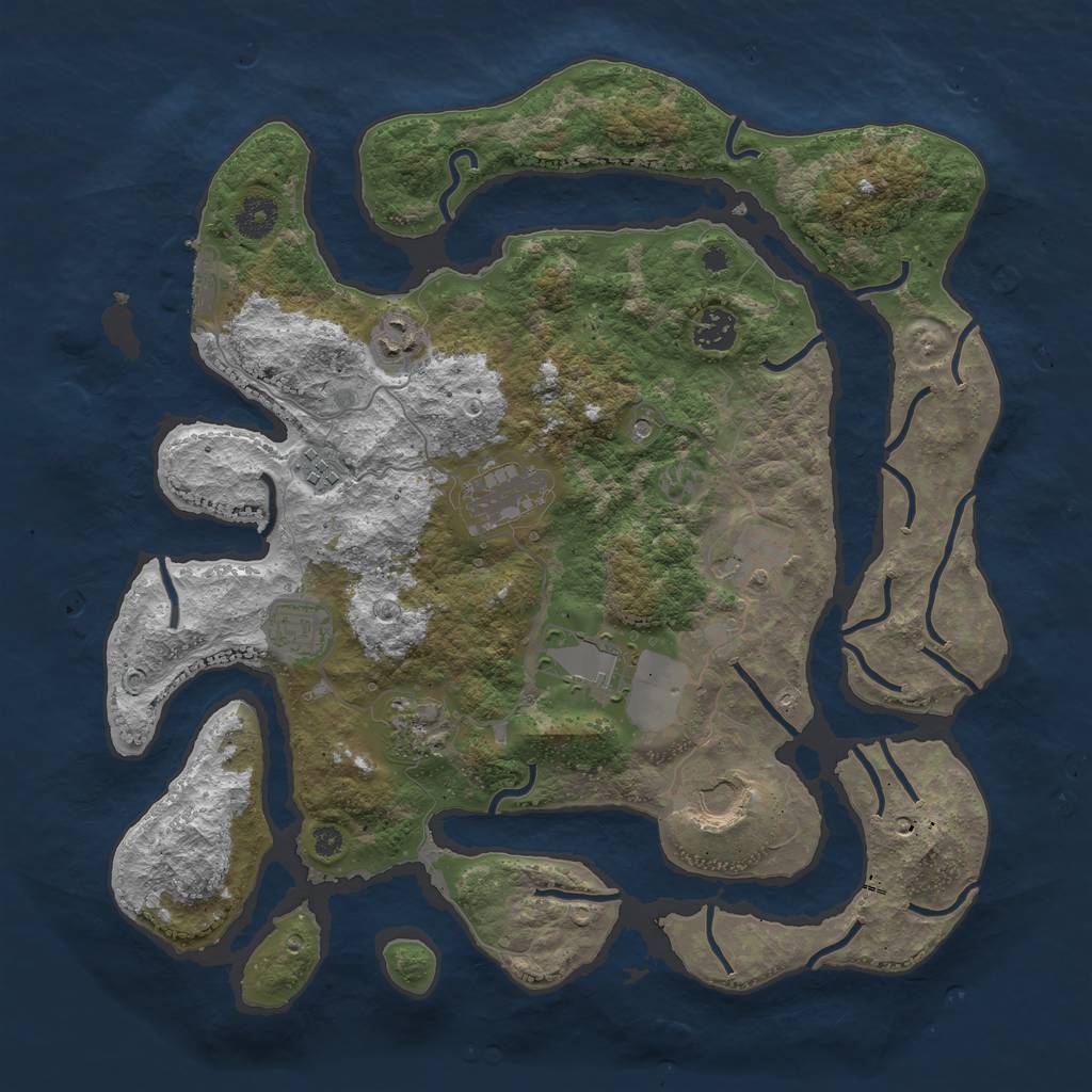 Rust Map: Procedural Map, Size: 3800, Seed: 41107, 13 Monuments