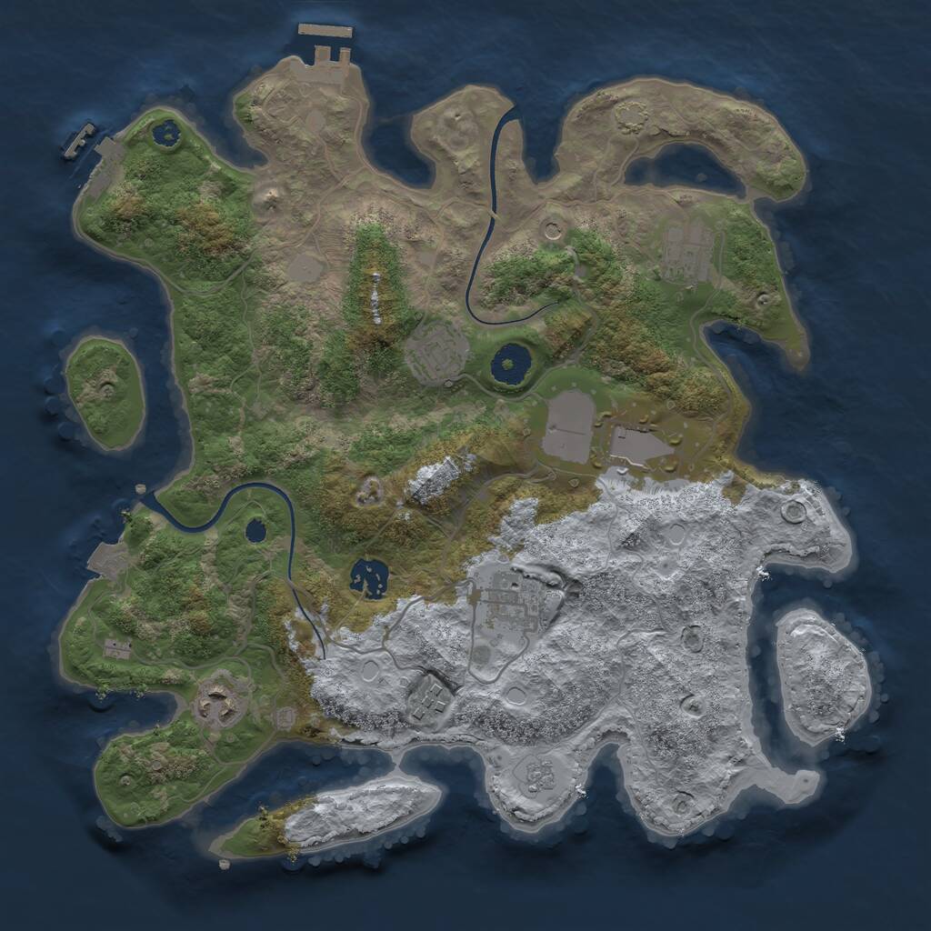 Rust Map: Procedural Map, Size: 3500, Seed: 15934, 13 Monuments