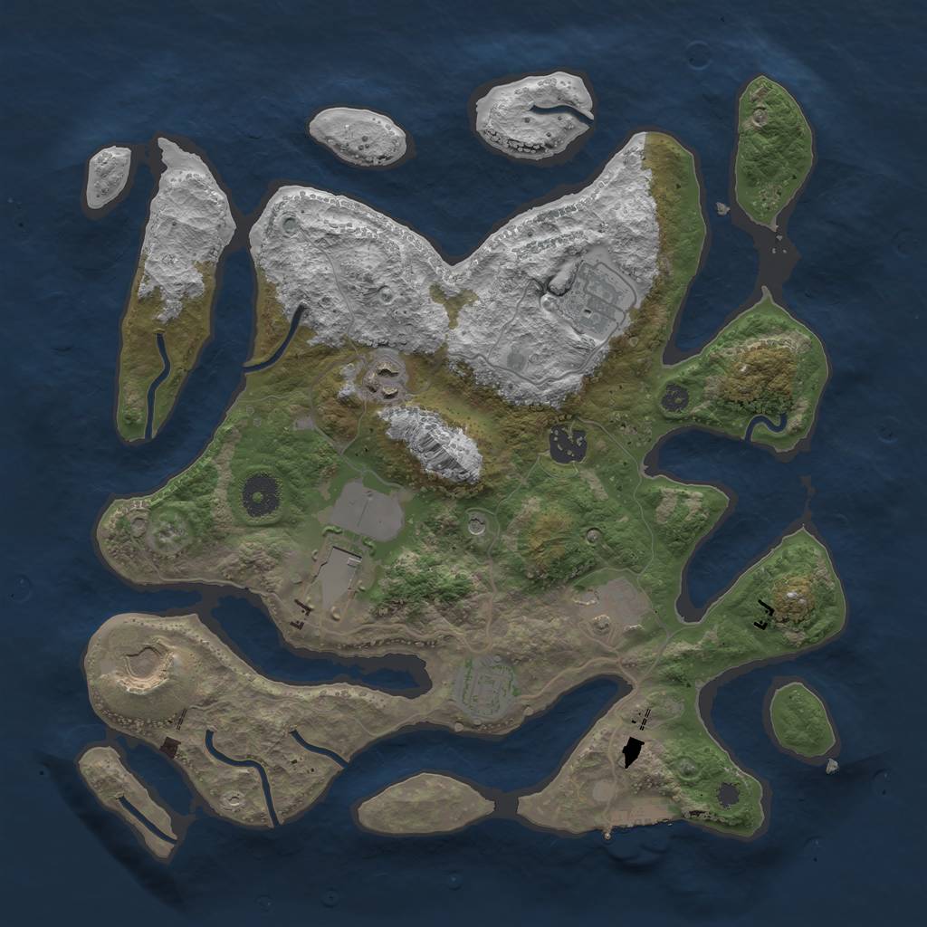 Rust Map: Procedural Map, Size: 3500, Seed: 16888, 11 Monuments