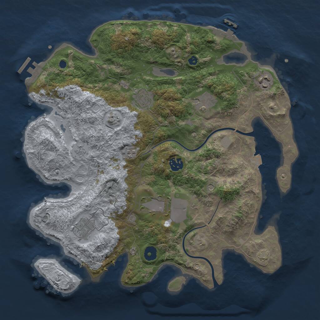 Rust Map: Procedural Map, Size: 3500, Seed: 5303652, 13 Monuments