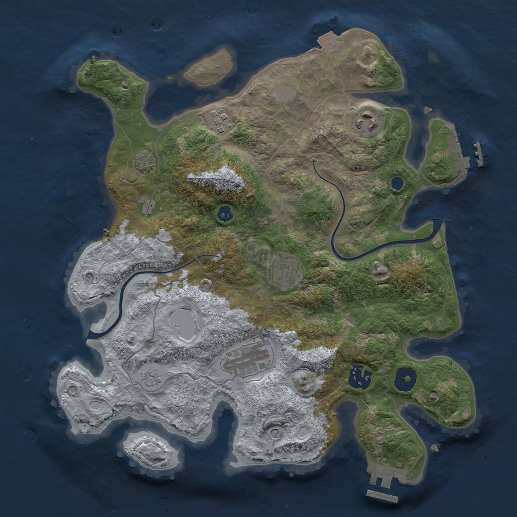 Rust Map: Procedural Map, Size: 3300, Seed: 8888, 11 Monuments