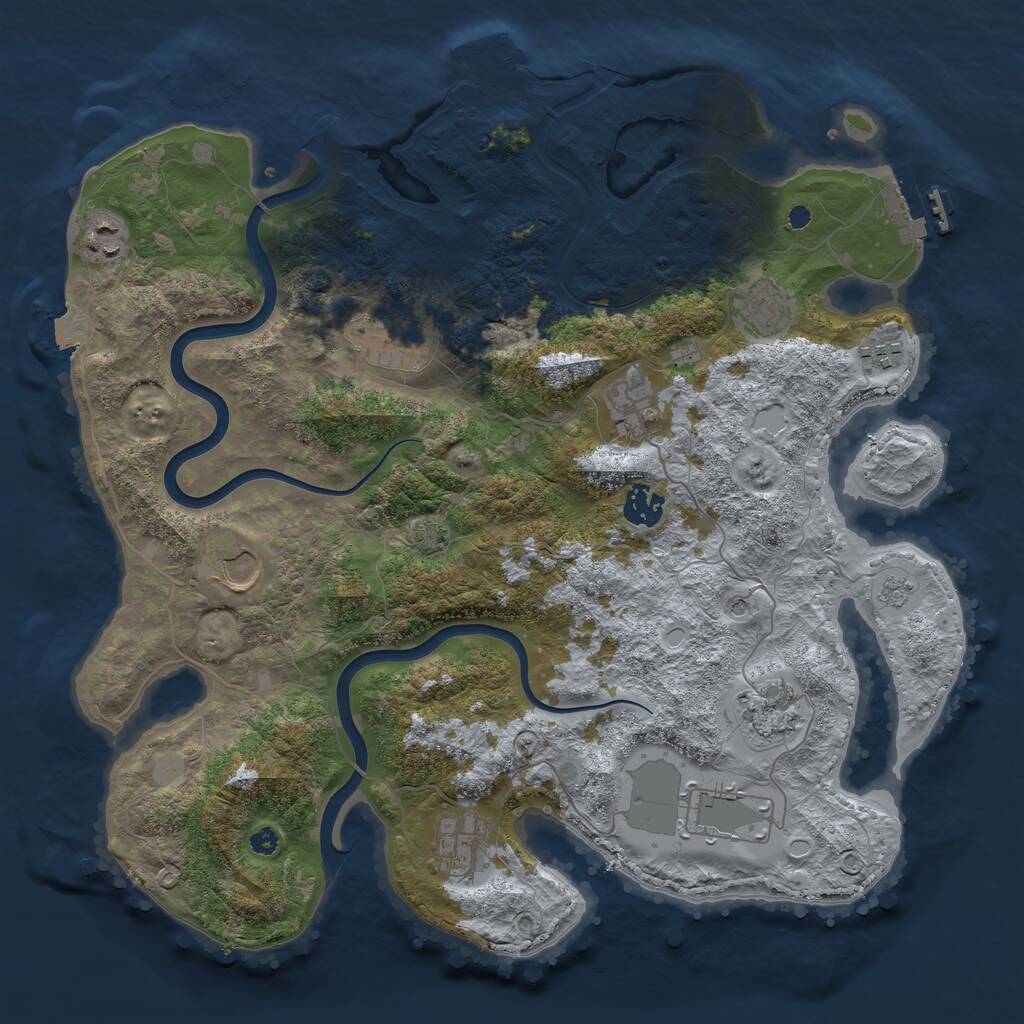 Rust Map: Procedural Map, Size: 3750, Seed: 345702366, 16 Monuments