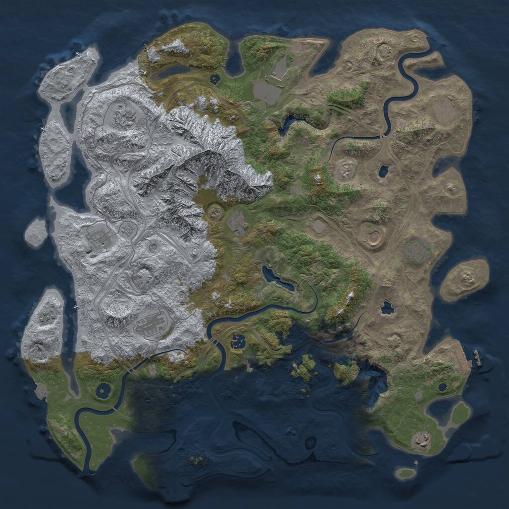 Rust Map: Procedural Map, Size: 5000, Seed: 1136135743, 17 Monuments