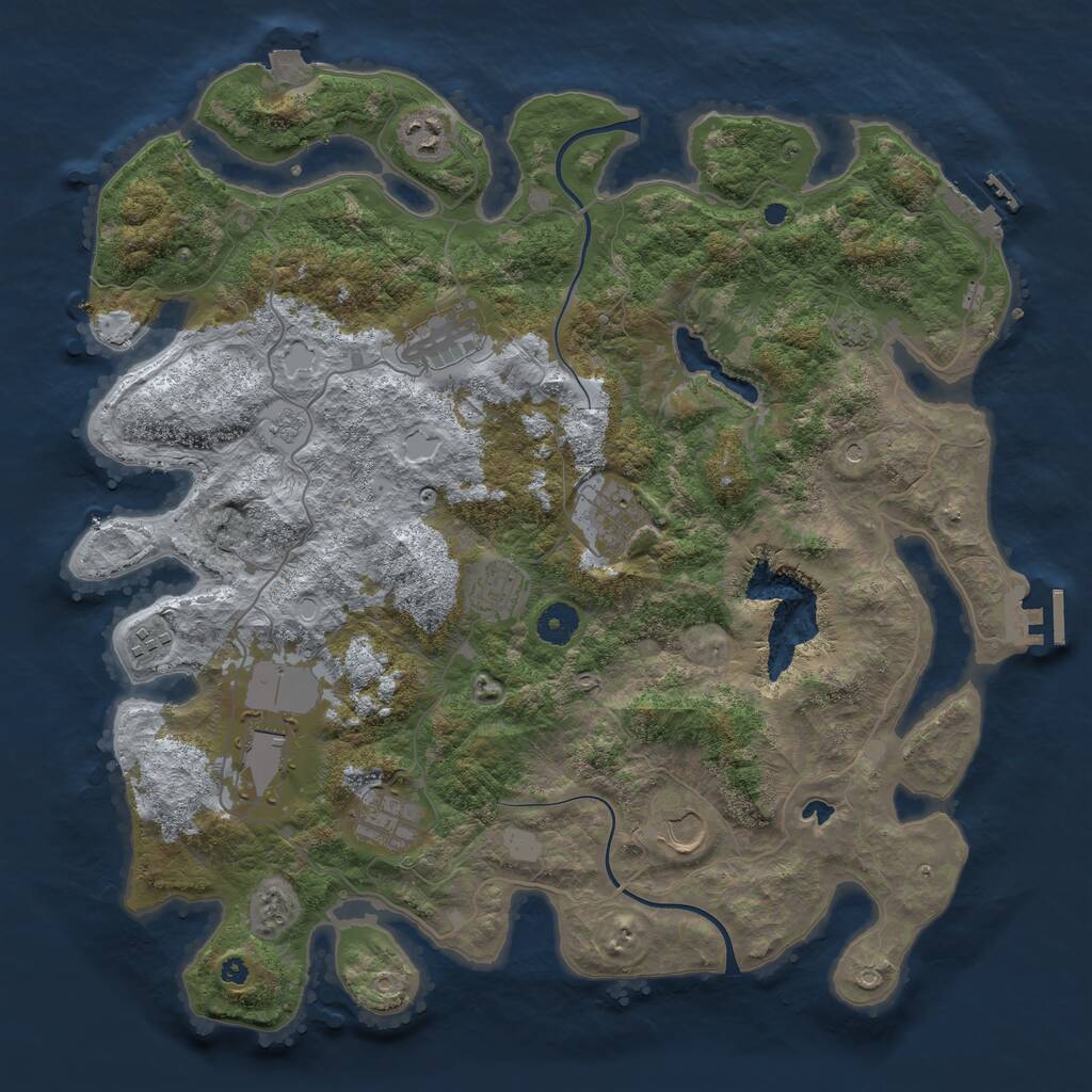 Rust Map: Procedural Map, Size: 4000, Seed: 399836, 14 Monuments