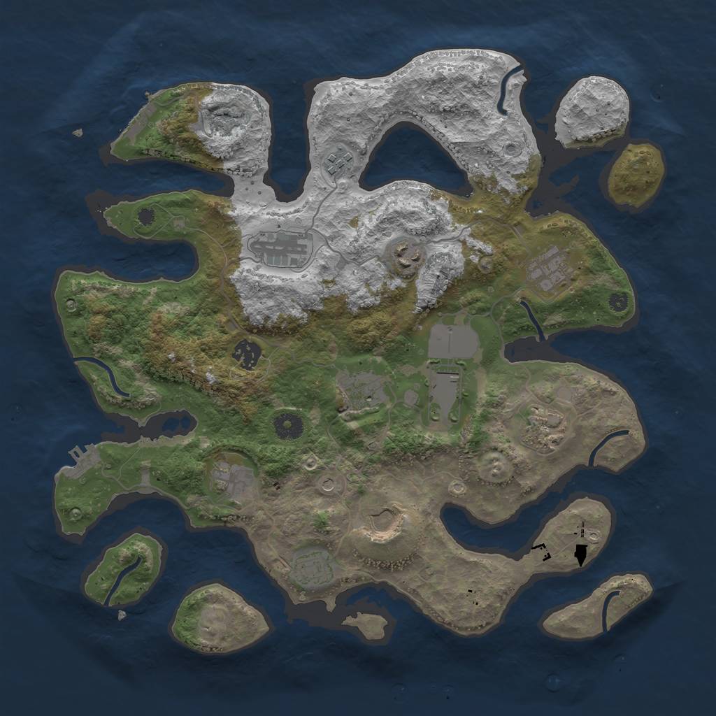 Rust Map: Procedural Map, Size: 3800, Seed: 11107, 16 Monuments
