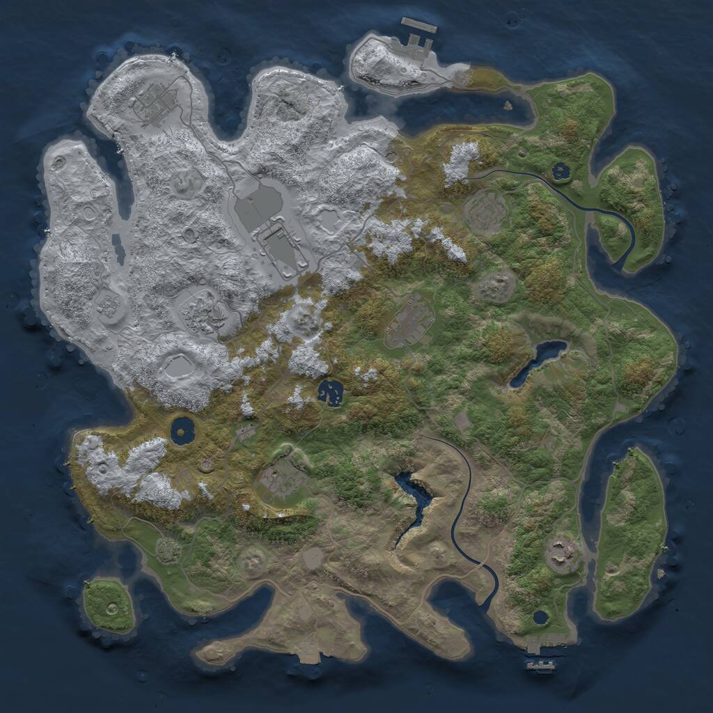 Rust Map: Procedural Map, Size: 4000, Seed: 197629, 14 Monuments