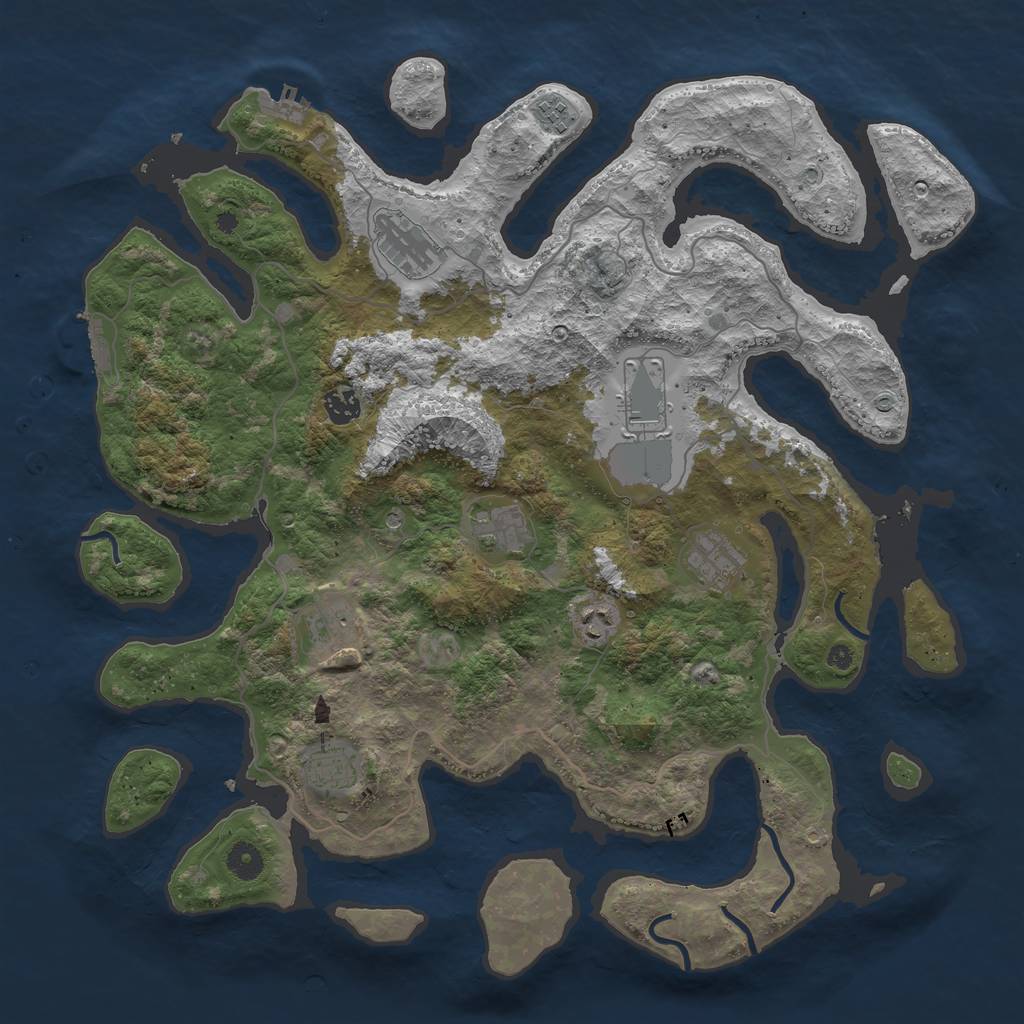 Rust Map: Procedural Map, Size: 4250, Seed: 693247, 14 Monuments