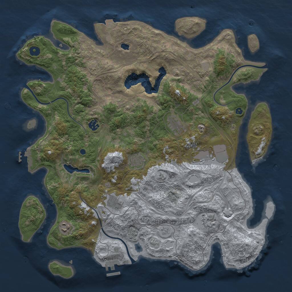 Rust Map: Procedural Map, Size: 4250, Seed: 845737, 14 Monuments