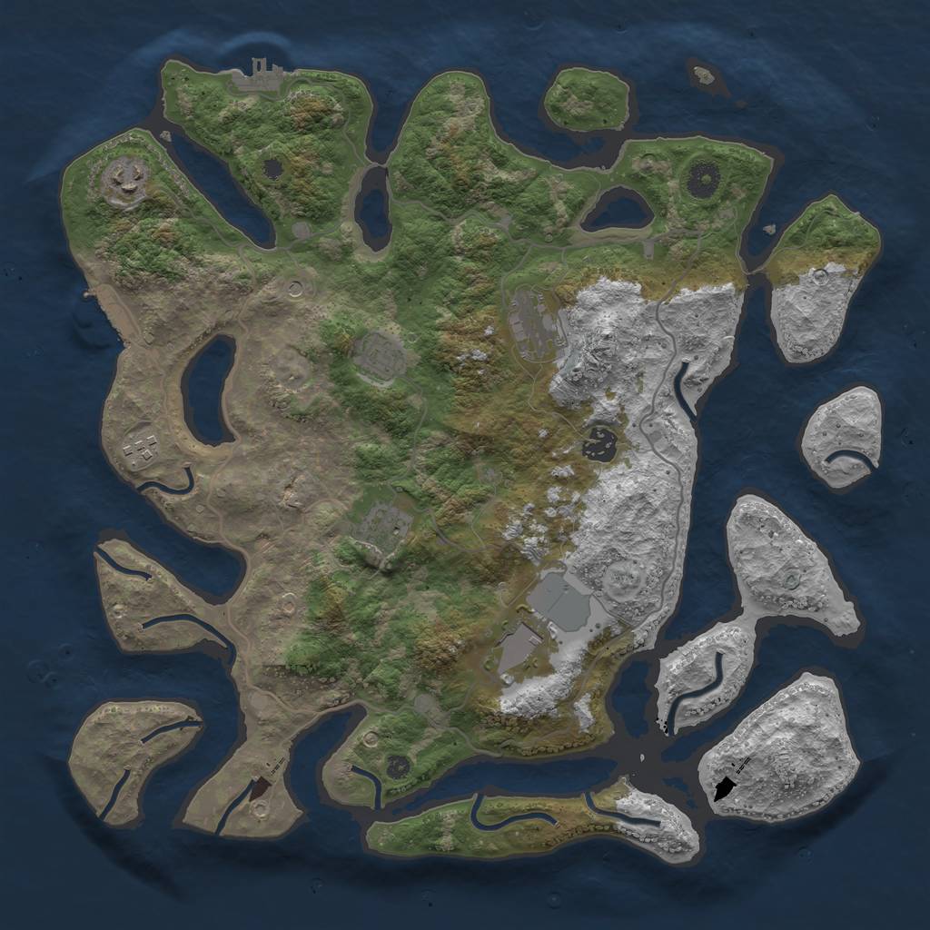 Rust Map: Procedural Map, Size: 4000, Seed: 1128665692, 12 Monuments