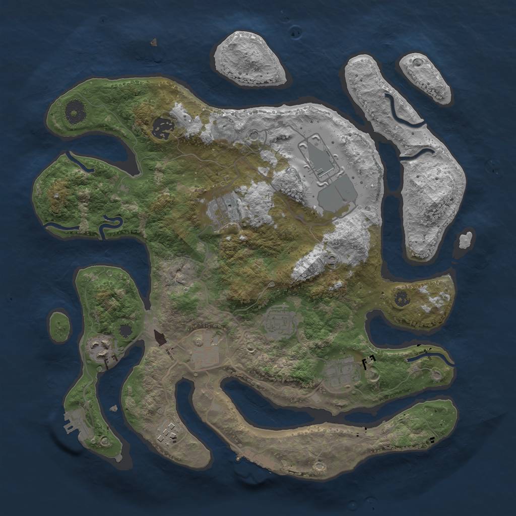 Rust Map: Procedural Map, Size: 3500, Seed: 5274215, 13 Monuments